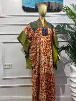 Elegant Adire Beaded Kaftan