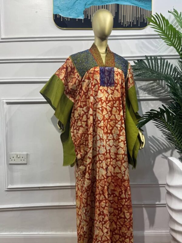 Elegant Adire Beaded Kaftan