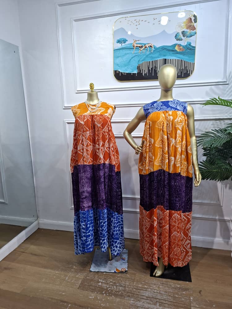 Sleeveless Adire Gown