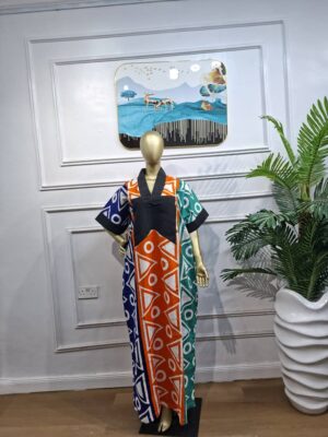 ankara patches long gown Ankara Patches Long Gown